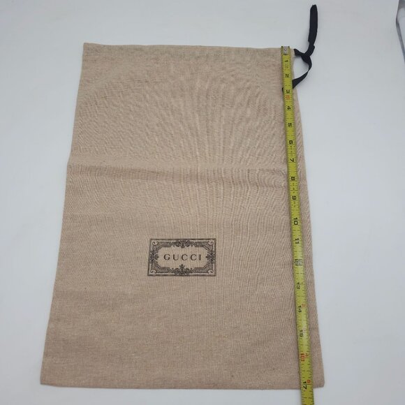 Gucci Tan Linen Drawstring Dust Bag 11.5"x17" For Shoes & Accessories Storage - Picture 4 of 4